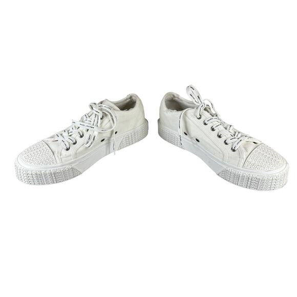 Marc Jacobs White Canvas Platform Sneakers Logo Lace-Up Designer 39 8.5 - Picture 6 of 9